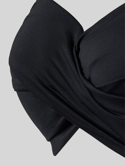 Produktfoto, Bikini Oberteil mit Raffungen Modell 'Twist' von Seafolly in Schwarz, elastischer Stoff, Detailaufnahme der Raffung