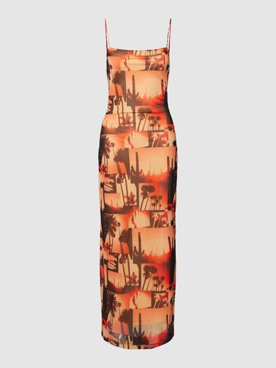 HUGO Midi-jurk met all-over motief, model 'Nalinda' Oranje - 2