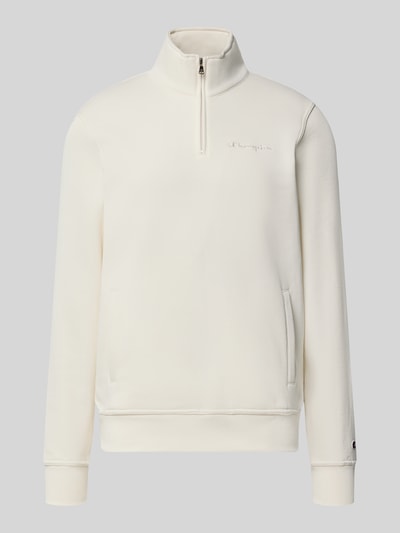 Productfoto, Sweatshirt met Label-Details van Champion in crème, katoenmix, recht model, schipperskraag, zij-steekzakken, ruglengte maat M 72 cm, mouwlengte maat M 71 cm