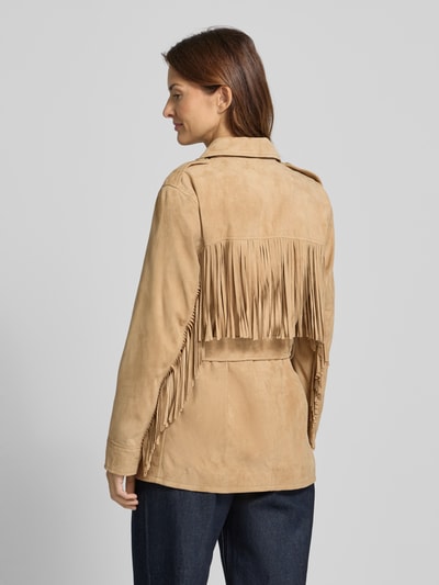 Lauren Ralph Lauren Lederjacke aus Ziegenvelours mit Fransen Modell 'MAJAYA' Sand 5