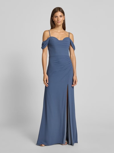 Mascara Avondjurk met pijpsplit Rookblauw - 4