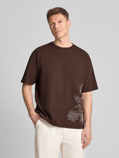 Scotch & Soda Loose Fit T-Shirt mit Stitchings Schoko 4