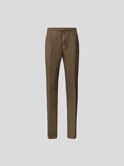 Lardini Loose Fit Leinenhose mit Bundfalten Beige 2