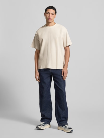 JACK & JONES T-shirt met Riblook Model 'HARRISON' Beige - 1