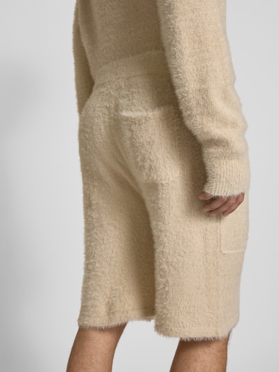 Pegador Regular fit korte gebreide broek met structuurmotief, model 'Tropan' Beige - 3