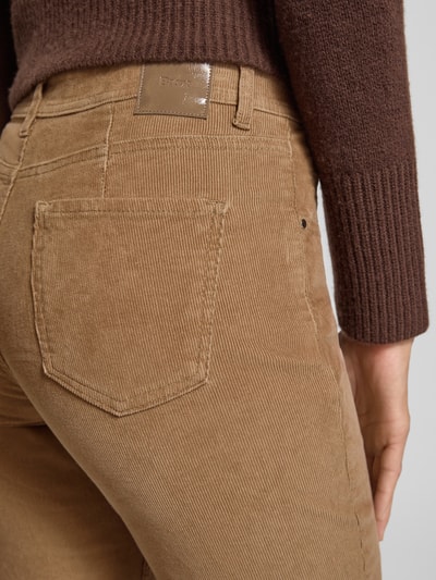 Brax Slim fit corduroy broek in 5-pocketmodel, model 'Carola' Camel - 3