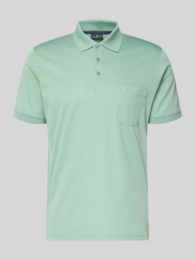 Produktfoto, Relaxed Fit Poloshirt aus Baumwoll-Mix von RAGMAN, mintgrün, Polokragen, Brusttasche mit Label-Stitching, kurzärmelig, elastische Ärmelabschlüsse