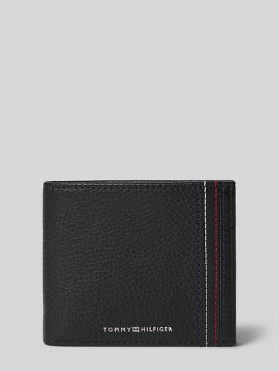 Produktfoto, Portemonnaie aus echtem Rindsleder von Tommy Hilfiger, Optik: Unifarben, Label-Print, Kontrast-Nähte, Nappleder, strukturierte Oberfläche