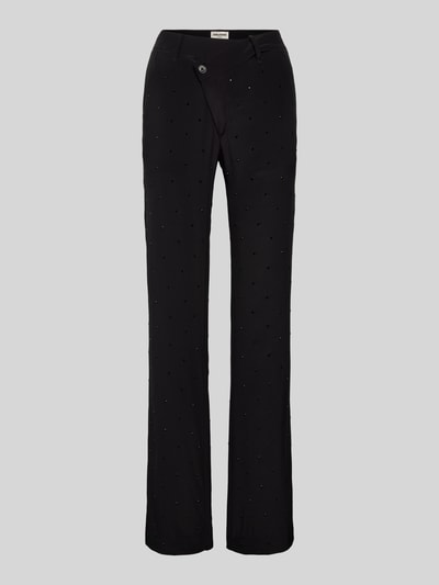 Zadig & Voltaire Slim Fit Stoffhose mit Ziersteinbesatz Modell 'POXY' Black 2