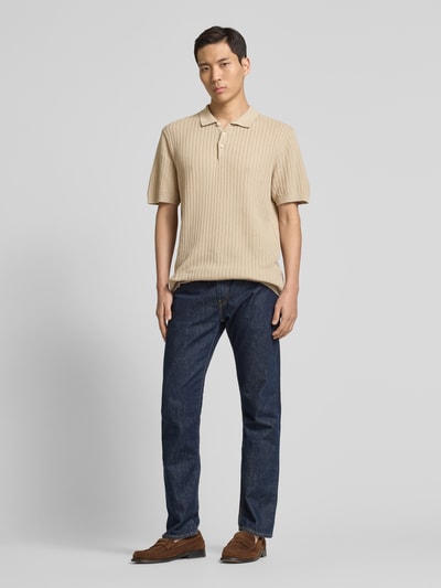 Casual Friday Regular Fit Poloshirt mit Strukturmuster Modell 'Karl' Taupe 1