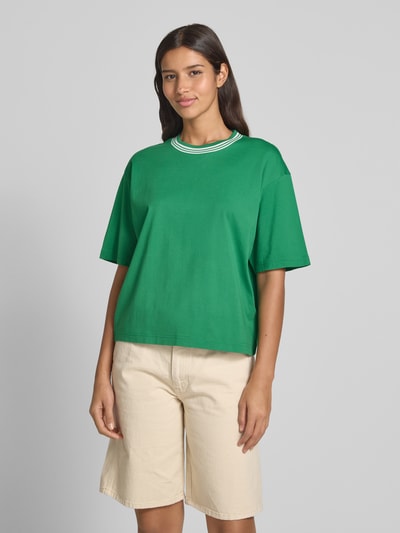 Jake*s Casual Oversized T-Shirt mit geripptem Rundhalsausschnitt Grass 4