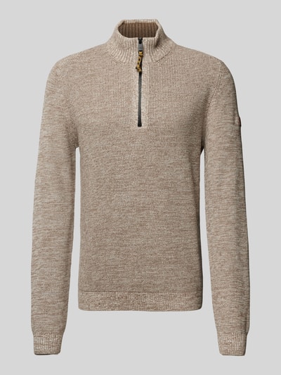 camel active Strickpullover mit gerippten Abschlüssen Sand 1