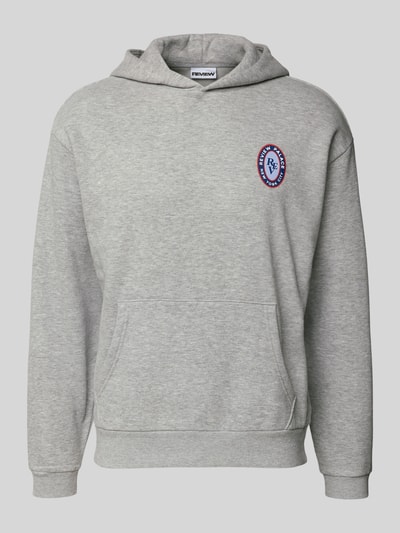 REVIEW Hoodie mit Label-Print Hellgrau Melange 2