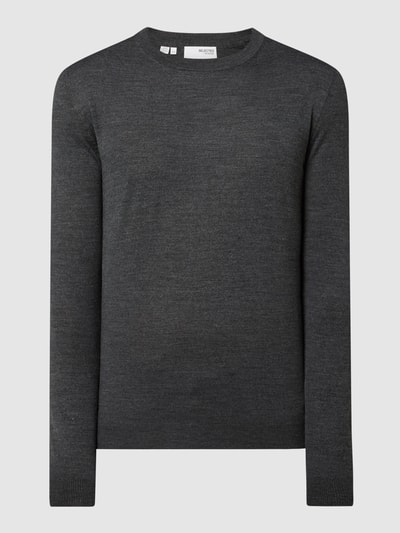 SELECTED HOMME Pullover van merinowolmix, model 'Town' Donkergrijs - 2