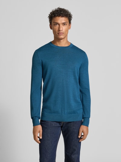 Christian Berg Men Regular Fit Longsleeve aus Merino-Mix Petrol Melange 4