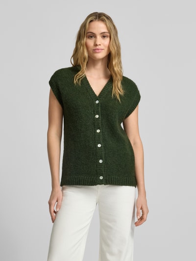 ICHI Strickweste mit V-Ausschnitt Modell 'BELABLUE' Khaki 4