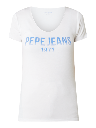 Pepe Jeans T-Shirt mit Zierperlen Modell 'Blake'  Weiss 2