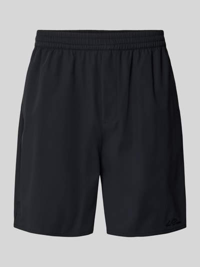 Produktfoto, schwarze Shorts mit elastischem Bund Modell 'Raphael' von Les Deux, Material-Mix mit Stretch, Regular Fit, glatte Textur