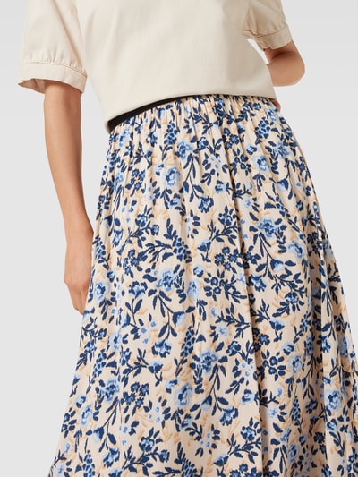 Saint Tropez Midirok met all-over bloemenmotief, model 'Inka' Ecru - 3