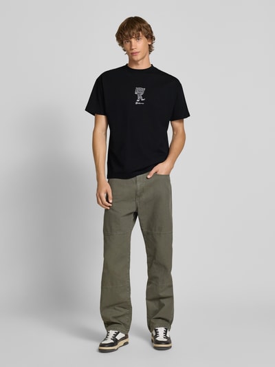 BLKVIS T-shirt met motief- en labelstitching, model 'BAKERY' Zwart - 1