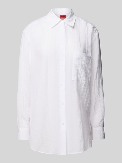 HUGO Relaxed Fit Hemdbluse in Crinkle-Optik Modell 'Elodina' Weiss 2