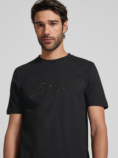 BOSS T-Shirt mit Label-Stitching Modell 'Thompson' Black 3