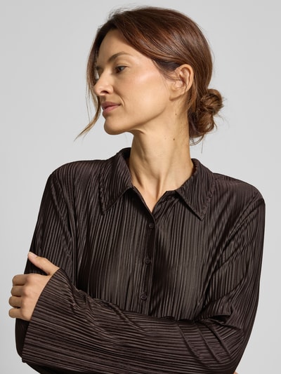 Samsøe Samsøe Regular Fit Bluse mit Plisseefalten Modell 'SAUMA' Schoko Melange 3