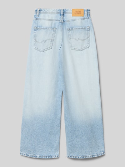 Produktfoto, Jeans mit Label-Detail Modell 'DAVE' von JACK & JONES, kinder, Reine Baumwolle in Hellblau, Relaxed-Fit, Eingrifftaschen, Bundweite bei Größe 140: 34 cm, Innenbeinlänge 61 cm, strukturierte Denim-Oberfläche