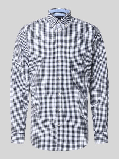 Produktfoto, Regular Fit Freizeithemd mit Button-Down-Kragen von Christian Berg Men, Vichy-Karo, reine Baumwolle, Knopfleiste, blau-weiß