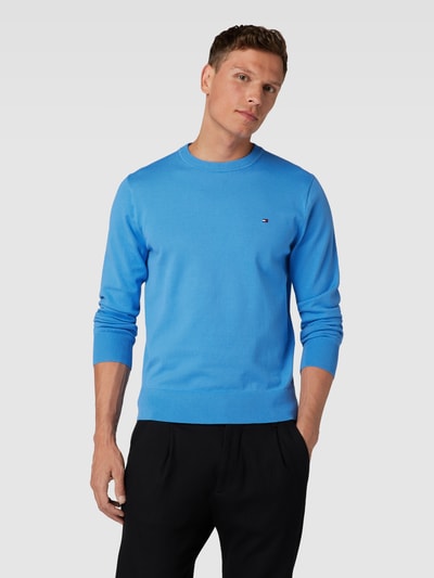 Tommy Hilfiger Gebreide pullover met labelstitching Aquablauw - 4