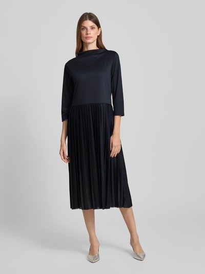 More & More Midikleid mit Stehkragen und Plisseefalten Marine 4