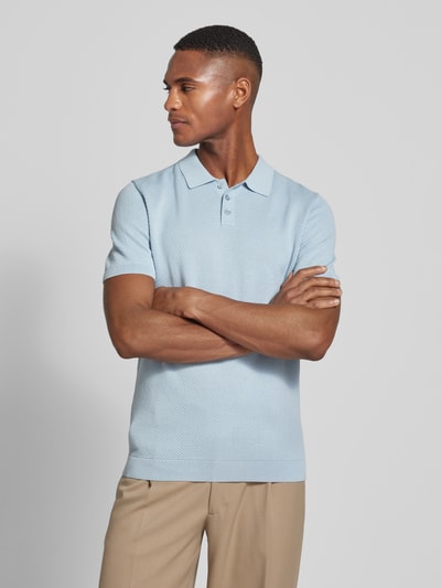 Drykorn Slim fit poloshirt met structuurmotief, model 'TRITON 10' Lichtblauw - 4