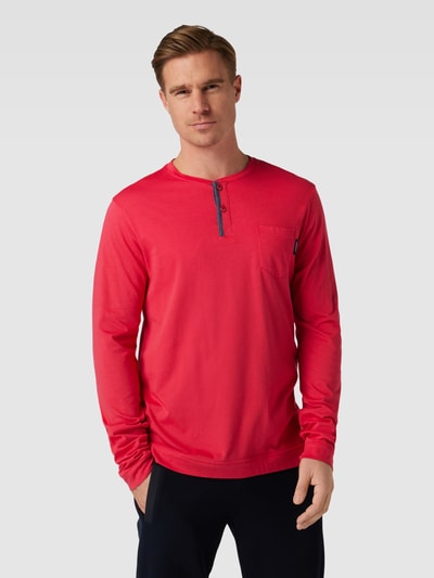 Jockey Shirt met lange mouwen en korte knoopsluiting, model 'Night & Day' Rood - 4