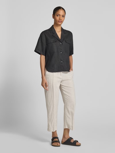 MAC Straight leg linnen broek in verkorte pasvorm, model 'Nora' Lichtgrijs gemêleerd - 1