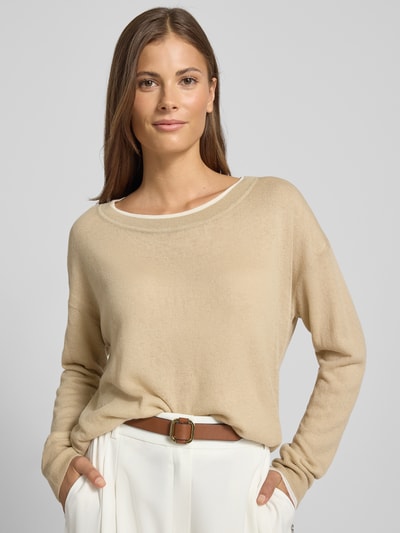 BOSS Relaxed fit gebreide pullover van wolmix, model 'FEMOK' Beige gemêleerd - 3