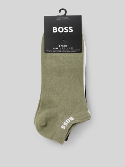 BOSS Sneakersokken van katoenmix in een set van 5 paar Olijfgroen - 3