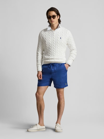 Polo Ralph Lauren Leinenshorts mit Tunnelzugbund und Logo Stitching Rauchblau 1