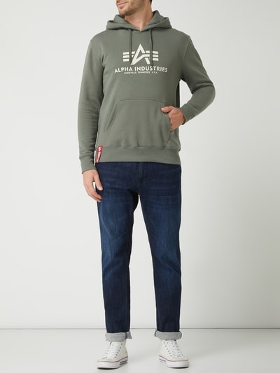 Alpha Industries Bluza z kapturem z nadrukiem z logo Ciemnozielony 1