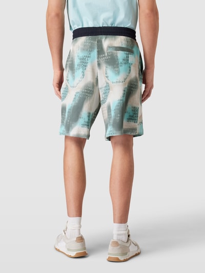 ARMANI EXCHANGE Korte broek in batiklook, model 'Highlight Batik Camo' Lichtturquoise - 5