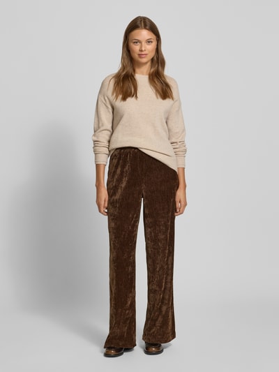 Jake*s Casual Samthose mit elastischem Bund Dunkelbraun 1