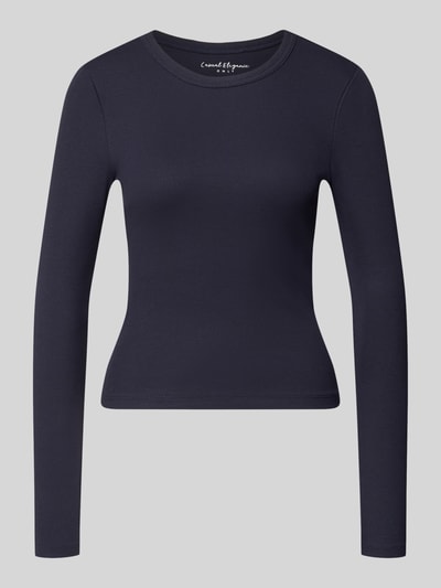 Produktfoto, Slim Fit Langarmshirt aus Baumwoll-Mix Modell 'VAL' von ONLY in Dunkelblau, schlichte Oberfläche, Damen Langarmshirt von ONLY