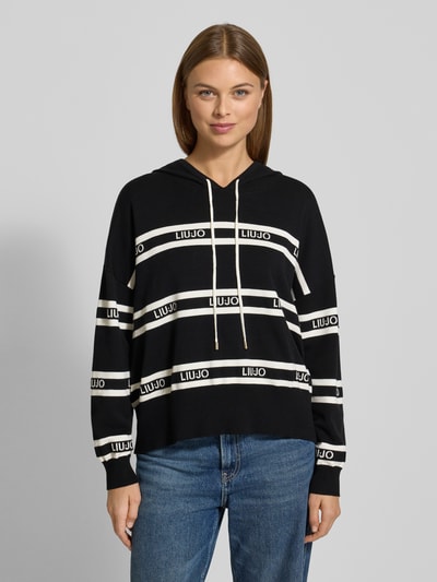 LIU JO SPORT Sweter o kroju relaxed fit z mieszanki wiskozy z wyhaftowanym logo Czarny 4