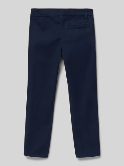 Produktfoto, Hose mit Eingrifftaschen von Mayoral aus Baumwoll-Elasthan-Mix in Dunkelblau, Regular Fit, Rückansicht, glatte Textur