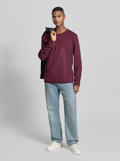 Armedangels Relaxed Fit Langarmshirt aus reiner Bio-Baumwolle Modell 'MAARKOS' Bordeaux 1
