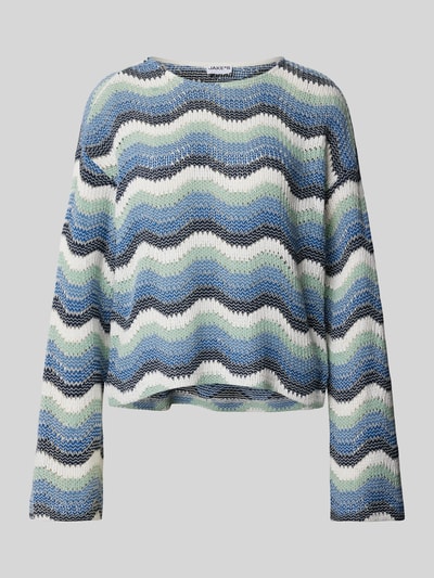 Jake*s Casual Strickpullover mit Allover-Muster Rauchblau 2