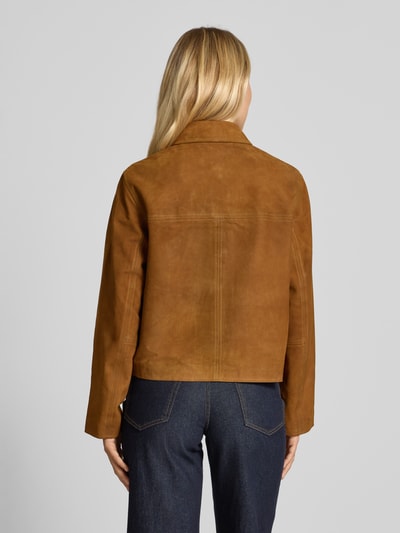 Jake*s Casual Lederjacke mit Umlegekragen und Eingrifftaschen Sand 5