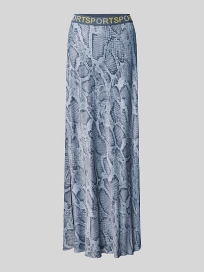 Produktfoto, Maxirock aus reiner Viskose mit Allover-Schlangen-Print von Marc Cain in Grau mit elastischem Bund, Straight Fit, feine Struktur