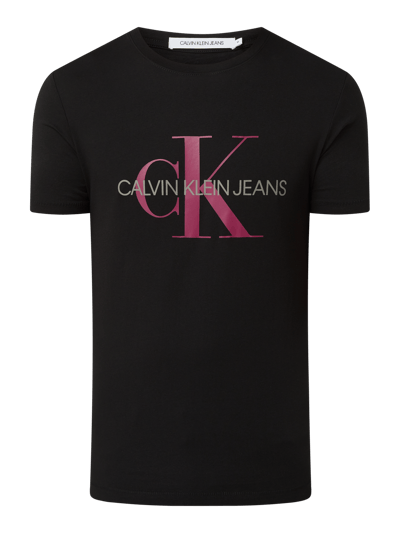 Calvin Klein Jeans – T-Shirt mit Logo in Schwarz