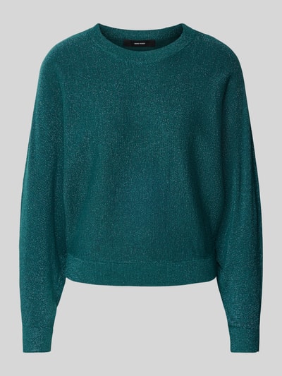 Vero Moda Sweter o kroju relaxed fit z dzianiny z mieszanki wiskozy model ‘HAPPYGLITTER’ Petrol 2