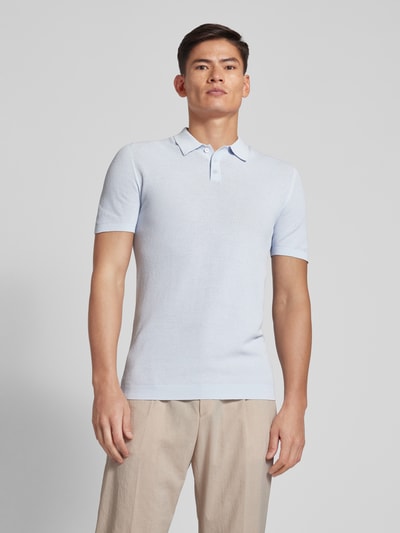 Drykorn Slim fit poloshirt met structuurmotief, model 'Triton' Hemelsblauw - 4